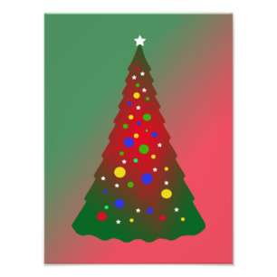 Red Green Merry-kerstboom Foto Afdruk