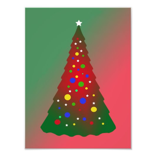 Red Green Merry-kerstboom Foto Afdruk (Voorkant)