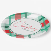 Red Green Mint Christmas Plaid Paper Plate Papieren Bordje (Gekanteld)