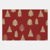 Red Green Mint Gold Glitter Glam Christmas Trees Inpakpapier Vel (Voorkant 3)