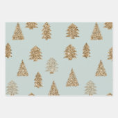 Red Green Mint Gold Glitter Glam Christmas Trees Inpakpapier Vel (Voorkant)