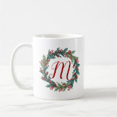 Red Green Monogram Initiaal kerstmis Koffiemok (Links)