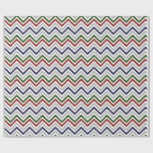 Red Green Navy Grey and White Zig Zag Cadeaupapier (Vlak)