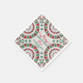 Red Green Nordic Folk Motifs op Linen Kerstmis Servet (Hoek)