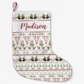 Red Green Nordic Pinecone Pattern Kleine Kerstsok (Voorkant)