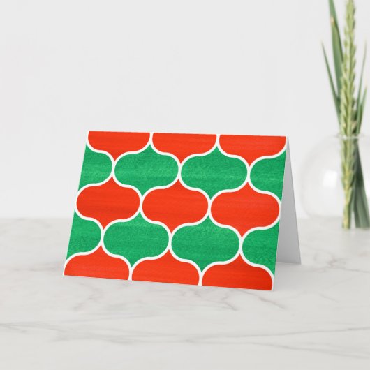 Red Green Ogee Pattern-kerstfeestkaart Feestdagen Kaart (Voorkant)