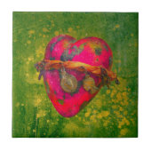 Red & Green Old Mexican Milagro Charm Heart Tegeltje (Voorkant)
