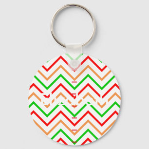 Red Green Oranje Chevron Persoonlijke naam Sleutelhanger
