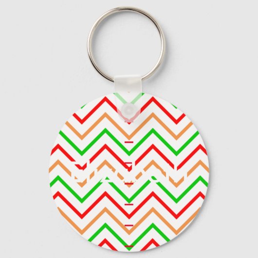 Red Green Oranje Chevron Persoonlijke naam Sleutelhanger (Voorkant)