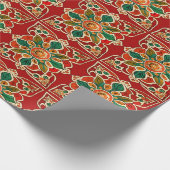 Red Green Oranje Yellow Azulejos Floral Pattern Cadeaupapier (Hoek)