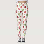 Red Green Ornaments Christmas Leggings Women (Voorkant)