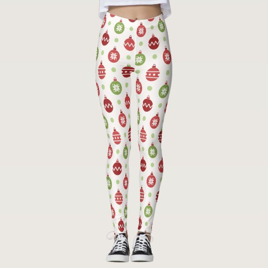 Red Green Ornaments Christmas Leggings Women (Voorkant)