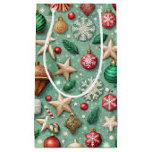 RED & GREEN ORNAMENTS & GOLD HOLIDAY STARS KLEIN CADEAUZAKJE (Voorkant)