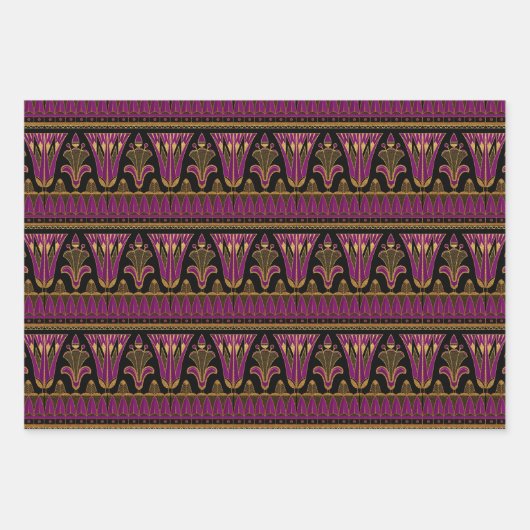 Red, Green, Paars en Gold Art Deco Inpakpapier Vel (Voorkant 3)