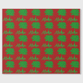 Red Green Palm Aloha Tropical Holiday Cadeaupapier (Vlak)
