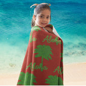 Red Green Palm Aloha Tropical Holiday Fleece Deken