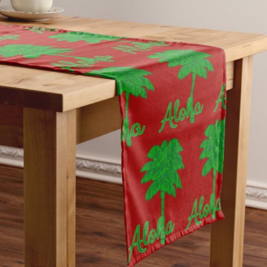 Red Green Palm Aloha Tropical Holiday Korte Tafelloper
