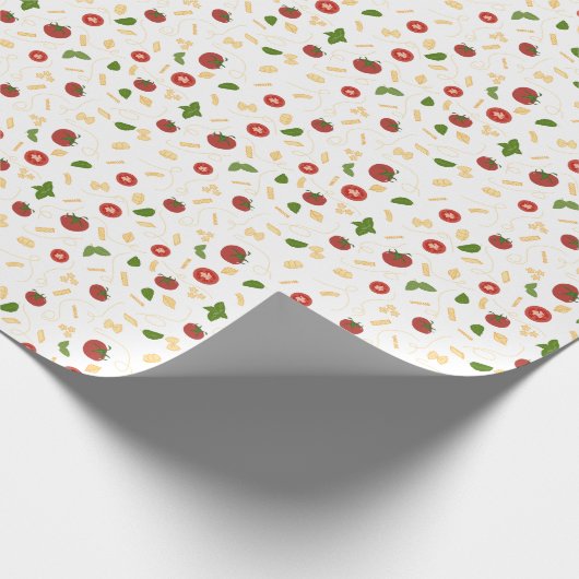 Red Green Pasta Tomato Basil  Cadeaupapier (Hoek)
