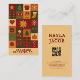 Red Green Patchwork Quilt Rustic Farmhouse Floral Visitekaartje