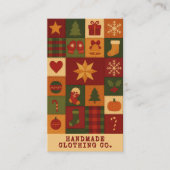 Red Green Patchwork Quilt Rustic Farmhouse Floral Visitekaartje (Voorkant)