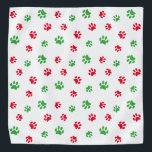 Red Green Paw-printerpatroon op witte feestdag Bandana<br><div class="desc">Show hoeveel je van dieren houdt met deze schattige rode en groene pootschildpad. Laat je huisdier er schattig uitzien.</div>