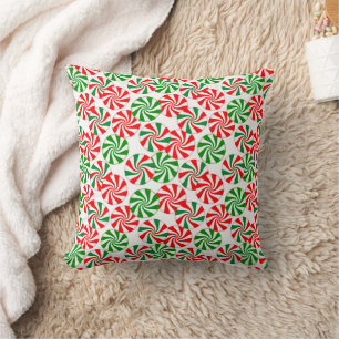 Red Green Peppermint Snoep Swirl Kussen