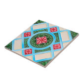 Red Green Peranakan Floral Geometric Ornamental Tegeltje (Zijkant)