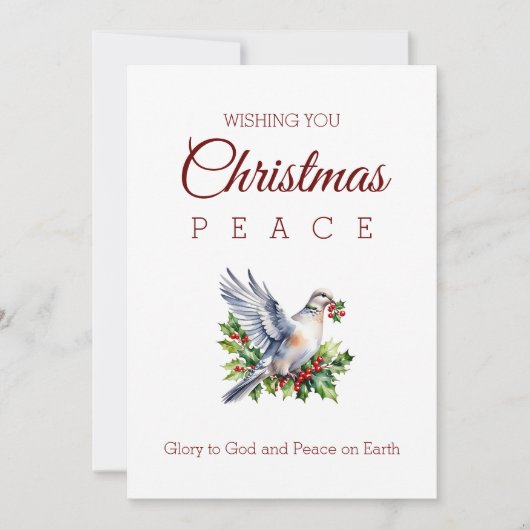 Red Green Photo Peace Dove Christian Christmas Feestdagenkaart (Voorkant)