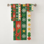 Red Green Pine en Berry Stripes Vakantie Boho Bad Handdoek (Insitu)