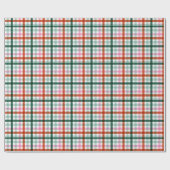 Red Green Pink Christmas Gingham Cadeaupapier (Vlak)