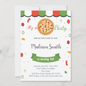 Red Green Pizza Birthday-uitnodigingen Kaart (Voorkant)