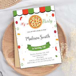Red Green Pizza Birthday-uitnodigingen Kaart