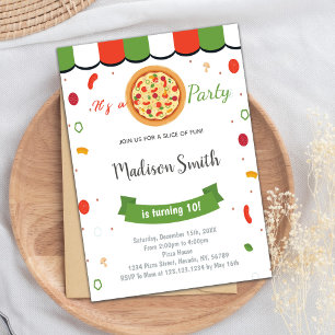 Red Green Pizza Birthday-uitnodigingen Kaart