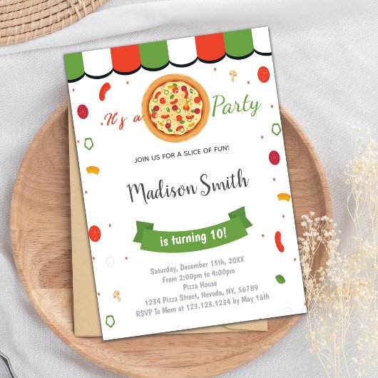Red Green Pizza Birthday-uitnodigingen Kaart