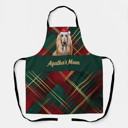 Red Green Plaid and Afghan Hound Dog Christmas Schort (Voorkant)