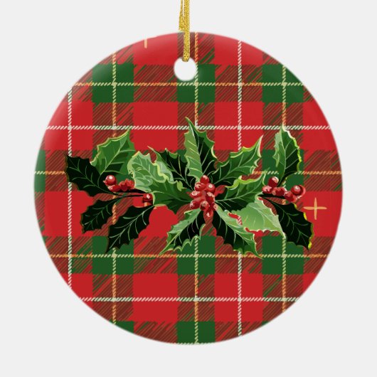 Red Green Plaid | Baby's First Christmas Photo Keramisch Ornament (Achterkant)