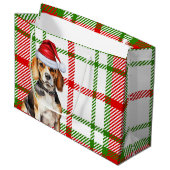 Red Green Plaid Beagle Hondenliefhebber Vakantie Groot Cadeauzakje (Voorkant Gekanteld)