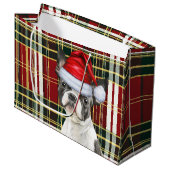 Red Green Plaid Boston Terrier Hondenliefhebber Va Groot Cadeauzakje (Voorkant Gekanteld)
