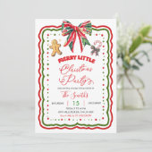 Red Green Plaid Bow Preppy Christmas Holiday Party Kaart (Staand voorkant)