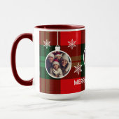 Red Green Plaid Buffalo Check Photo Christmas  Mok (Links)