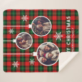 Red Green Plaid Buffalo Check Photo Christmas  Sherpa Deken (Voorkant (horizontaal))