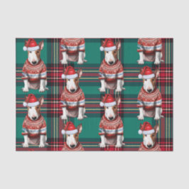 Red Green Plaid Bull Terrier Hond Vakantie Tissuepapier