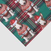 Red Green Plaid Bull Terrier Hond Vakantie Tissuepapier (Detail)