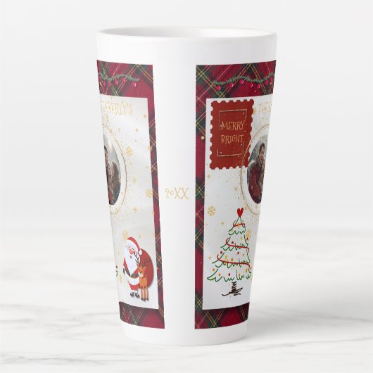 Red Green Plaid Christmas Latte Mok (Voorkant)