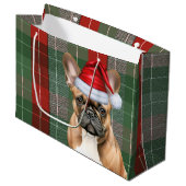 Red Green Plaid Frenchie Dog Lover Holiday Groot Cadeauzakje (Voorkant Gekanteld)