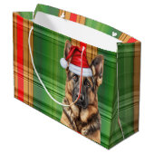 Red Green Plaid German Shepherd Dog Lover Holiday Groot Cadeauzakje (Achterkant Gekanteld)