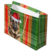 Red Green Plaid German Shepherd Dog Lover Holiday Groot Cadeauzakje (Voorkant Gekanteld)