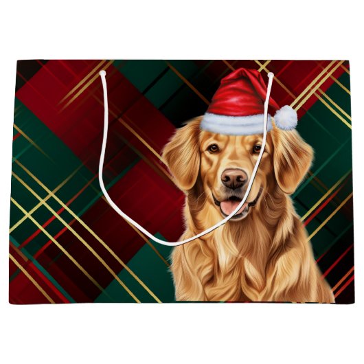 Red Green Plaid Golden Retriever Hondenliefhebber Groot Cadeauzakje (Voorkant)