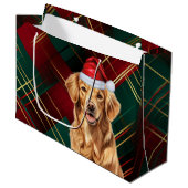Red Green Plaid Golden Retriever Hondenliefhebber Groot Cadeauzakje (Voorkant Gekanteld)