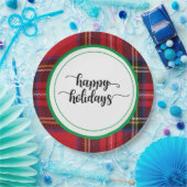 Red Green Plaid Party kerstfeestartikelen Papieren Bordje (Feest)